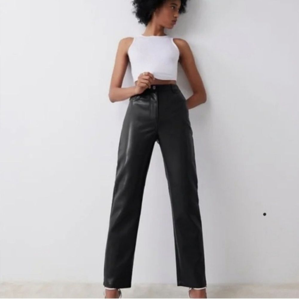 ARITZIA WILFRED THE MELINA BLACK FAUX LEATHER HIGH WAIST PANTS SZ 4 BUTTERY SOFT